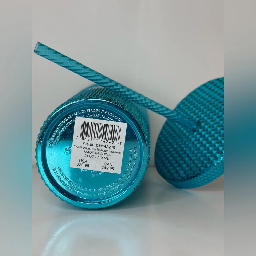 Starbucks Metallic Teal Studded Tumbler with Matching Straw/ NOT USED